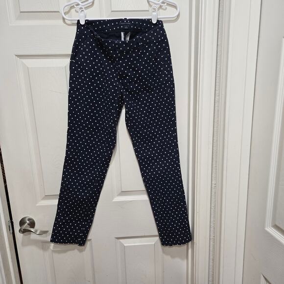 Tommy Hilfiger Navy White Polka Dot Pants Women’s Size 0 Slim Ankle - Picture 6 of 7